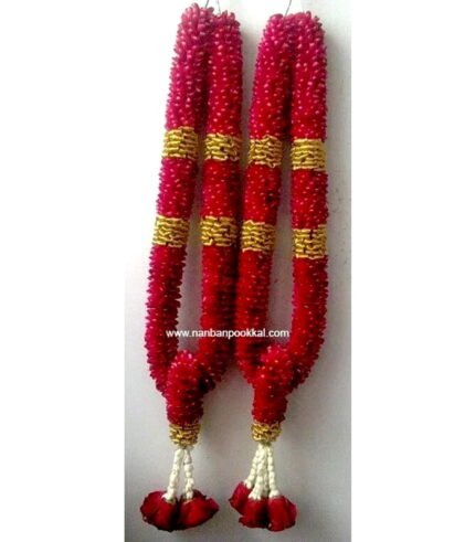 RPG005-Red-Rose-with-Gold-Ribbon-Garlands-1-Pair