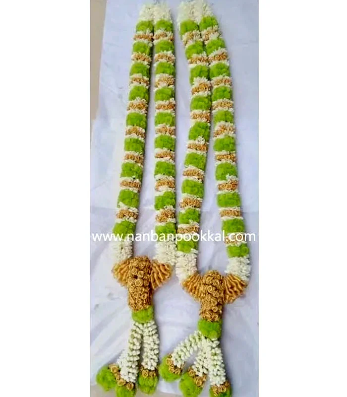 DG022-Green-Chrysanthemum-Tuberose-Garlands-1-Pair