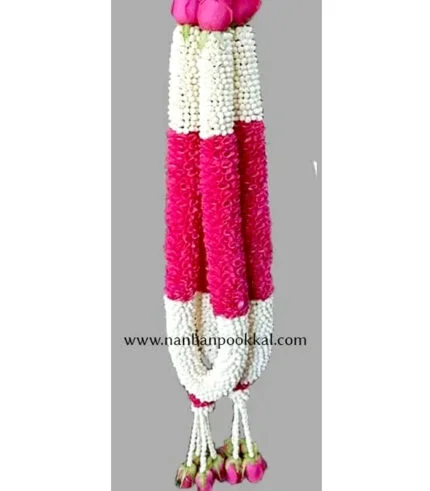 DG035-Nanthiyavattai-with-Dark-Pink-Fresh-Flower-Wedding-Garlands-1-Pair