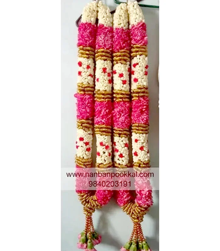 DG036-White-with-Hot-Pink-Carnation-Fresh-Flower-Wedding-Garlands-1-Pair
