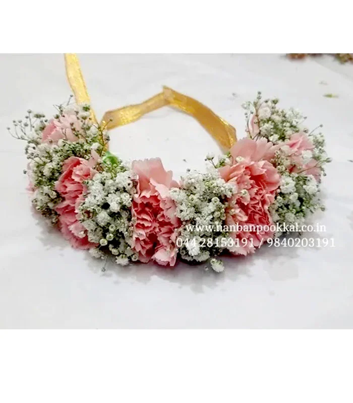 GFV019-Gypsy-with-Light-Pink-Carnation-Veni-For-Bridal-Hair-Decoration