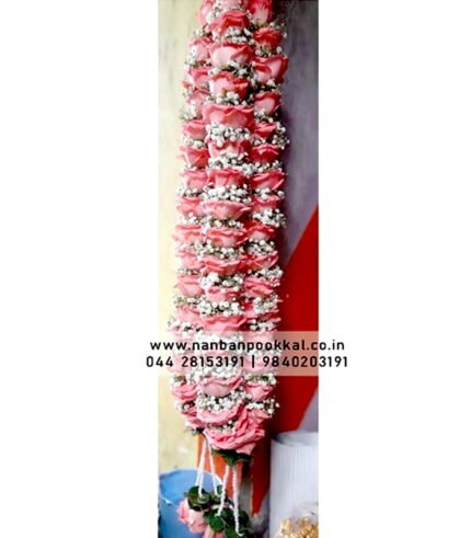 GG005-Gypsophila-with-Dark-Pink-Rose-Wedding-Reception-Garlands-1-Pair