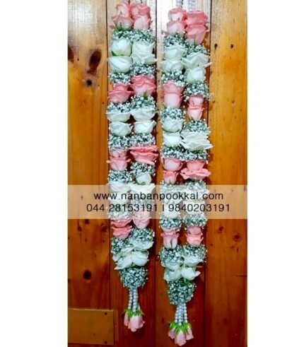 GG015-Gypsophila-with-Baby-Pink-and-White-Roses-Garland-for-Engagement-1-Pair