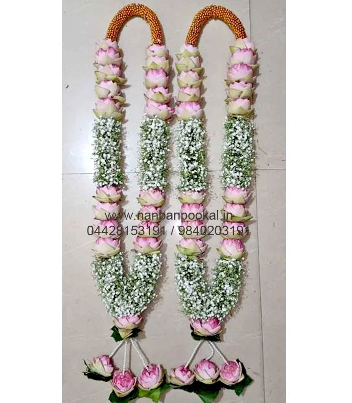 GG018-Gypsophila-with-Lotus-Wedding-Reception-Garlands-1-Pair-1