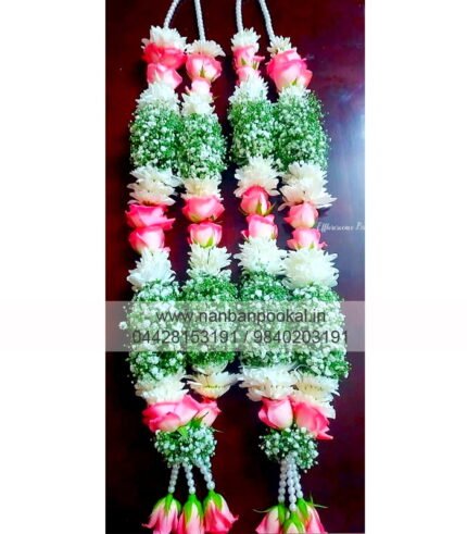 GG019-Gypsophila-with-Baby-Pink-Roses-and-white-Chrysanthemum-1-Pair