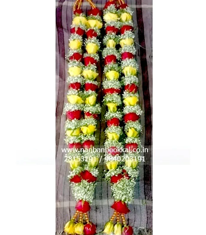 GG046-Red-and-Yellow-Rose-with-Gypsy-Flower-Garland-1-Pair