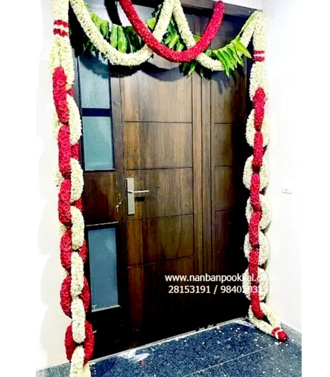 DG010 - Sampangi with Red Rose, Designer Door Flower Garland, Vasakal ...