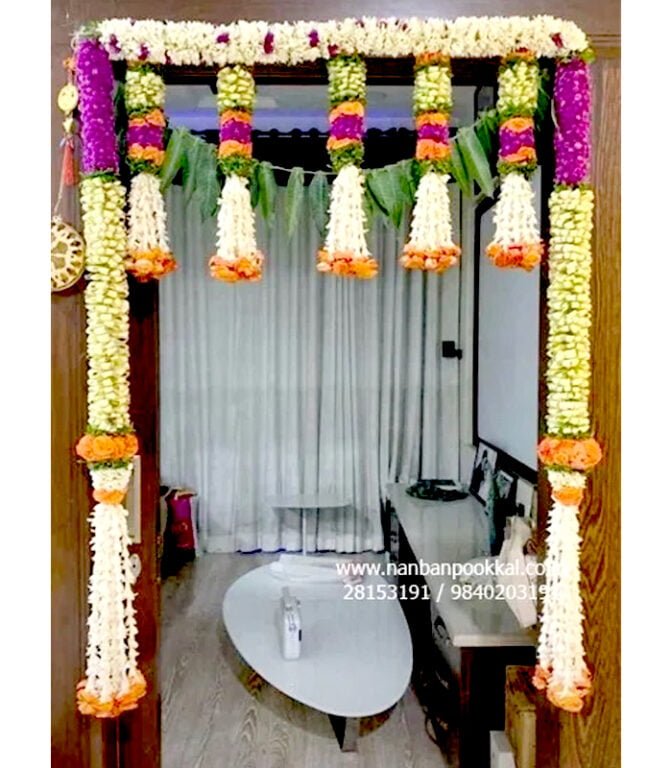 DG012 - Sampangi Vadamalli with Coconut Leaf, Designer Door Garland ...