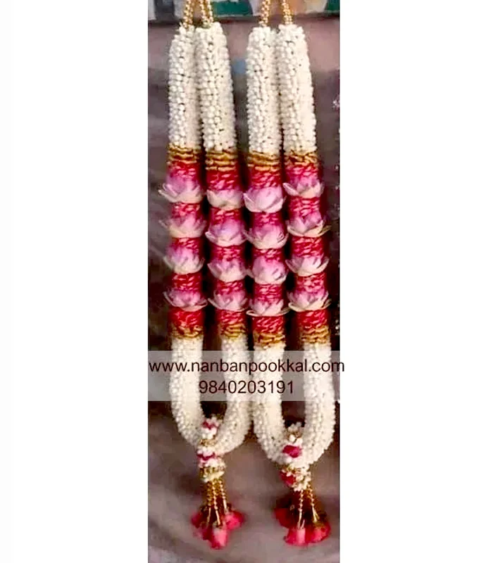 LG014-Lotus-Garland-with-rose-Wedding-and-Reception-Garland-1-Pair