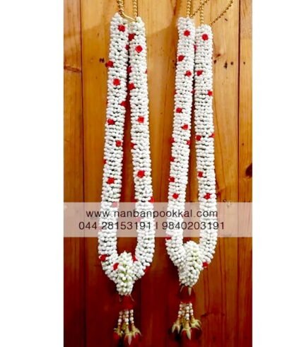 NG023-Nanthiyavattai-with-Red-Dot-Garlands-for-Wedding-and-Reception-1-Pair