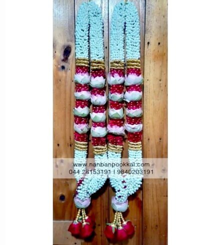 NG024-Nanthiyavattai-Lotus-Garland-with-rose-Wedding-1-Pair