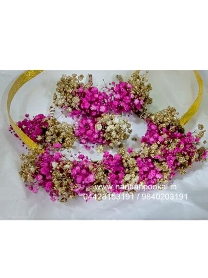 Gypsy Flower Pink with Gold Color Spray Veni for Bridal Hairstyle