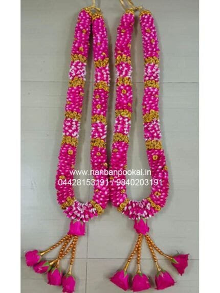 RPG164 – Dark Pink Rose Petals Flower Wedding Garland – 1 Pair
