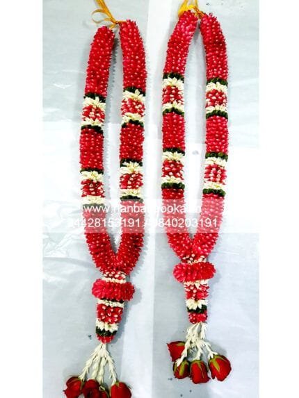 RPG163 – Red Rose Petals with Mix Color Flower Garland – 1 Pair