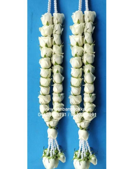 RPG169 – White Rose Single Line Garland – 1 Pair